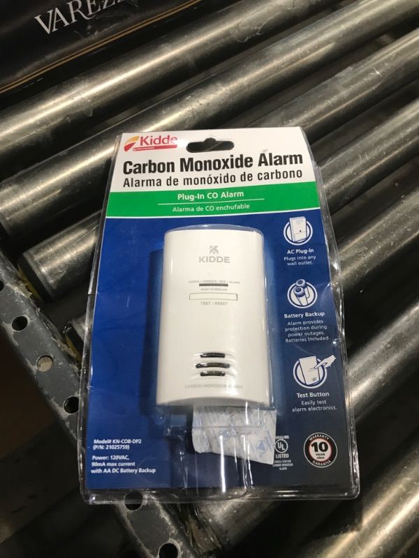 Photo 1 of Kidde Carbon Monoxide Detector, Plug In Wall with AA Battery Backup, Test-Hush Button