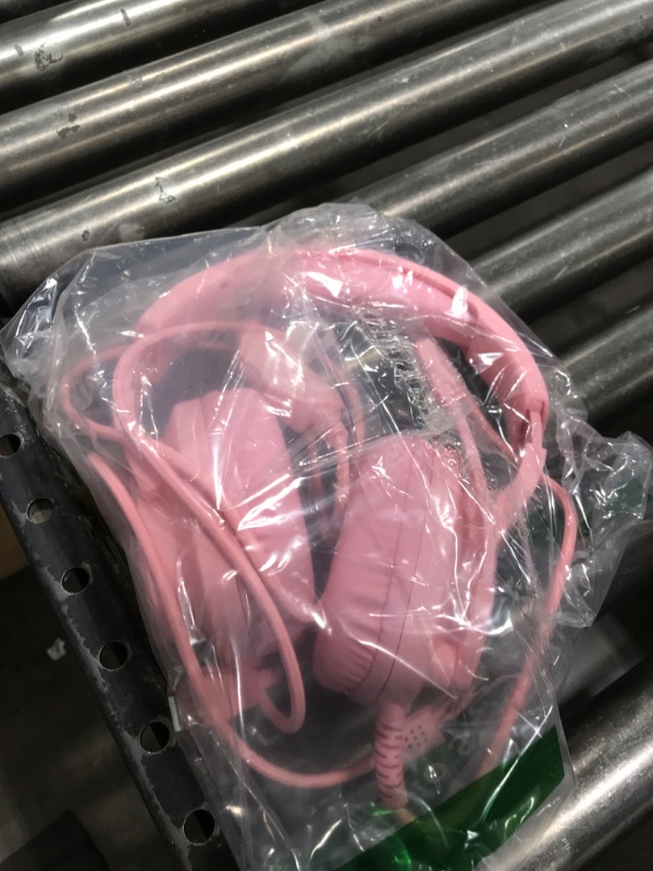 Photo 1 of Jimonyer Gaming Headset for PC/PS4/PS5/Xbox One/Switch, Stereo Surround Sound Gaming Headphones with Noise Canceling Flexible Mic, Computer Headset with 3.5mm Jack & RGB Light(Pink)