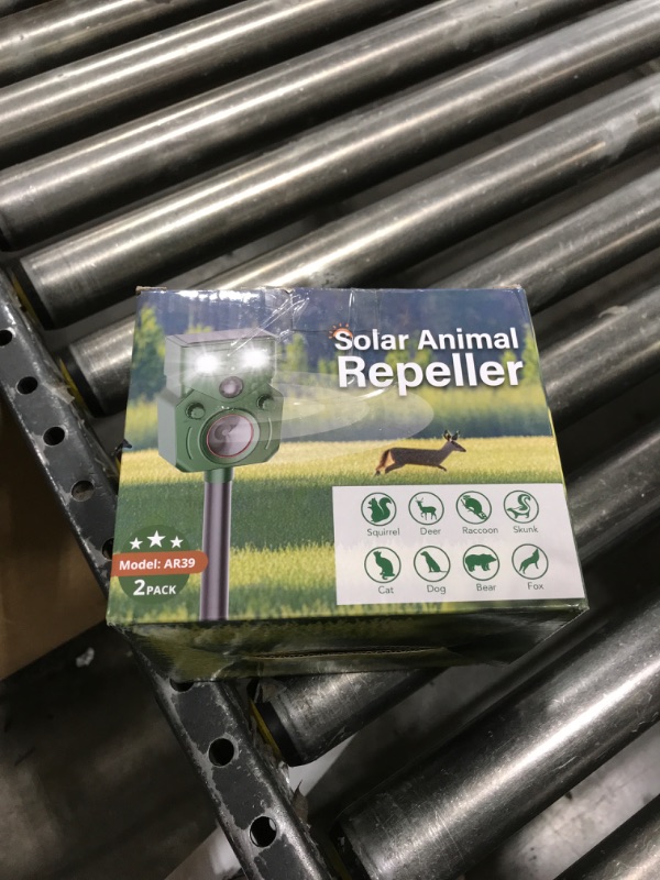 Photo 1 of 2 Packs Ultrasonic Animal Repeller Solar Powered, Cat Repellent Outdoor with Motion Sensor, Waterproof Deer Deterrent with LED Flash Light, Effective Repels Invasive Animal for Raccoon, Skunk, Dog