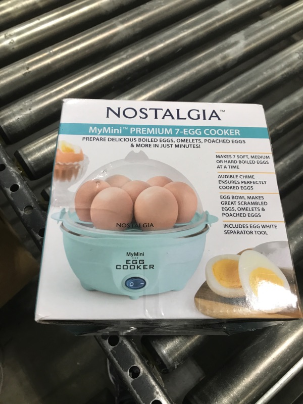 Photo 1 of Nostalgia Retro Electric Large Hard-Boiled Egg Cooker, 7 Capacity, Poached, Scrambled, Omelets, Whites, Sandwiches, for Keto & Low-Carb Diets, Aqua