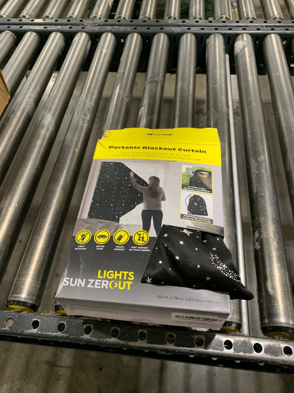 Photo 1 of Sun Zero Lights Out Portable Travel 100% Blackout Suction-Cup-Curtain Panel, 50" x 78", Stars