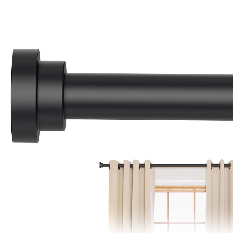 Photo 1 of Black Curtain Rods for Windows, 28 to 48 Inch Adjustable Modern Curtain Rod