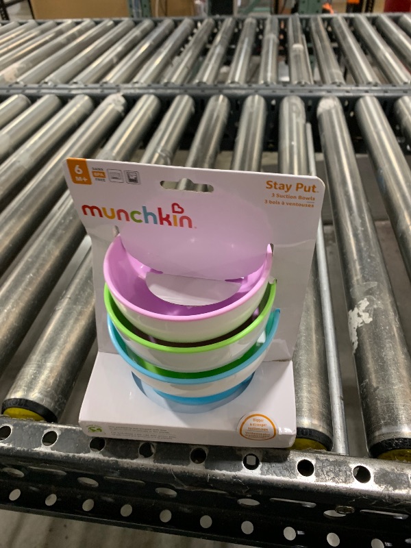 Photo 1 of Munchkin Stay Put Suction Bowls for Baby and Toddler, 3 Pack, Blue/Green/Purple