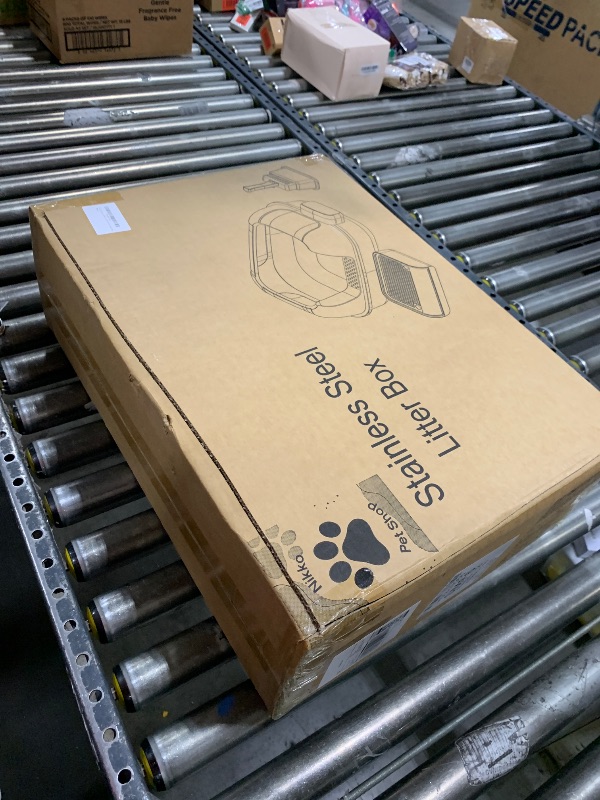 Photo 1 of Enclosed Stainless Steel Cat Litter Box with High Sides for Large Cats, Large Litter Box with Lid, Anti Leak, Anti Odor, Non Stick, Easy Clean
