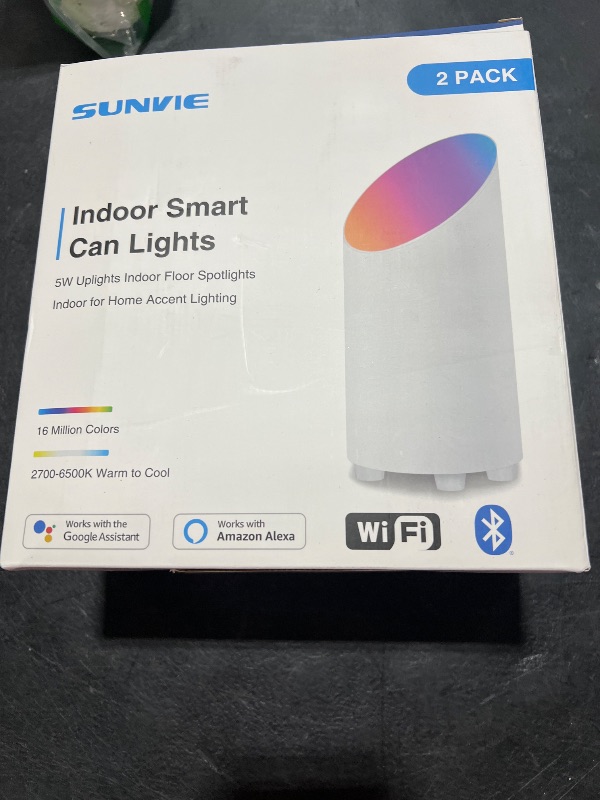 Photo 1 of Smart Floor Can Light 5W RGBW Color Changing Uplighting Indoor Uplights 2700K-6500K Up Lights Indoor Floor Spotlight for Plant Corner Wall Artwork, APP Control Alexa & Google Home, Black