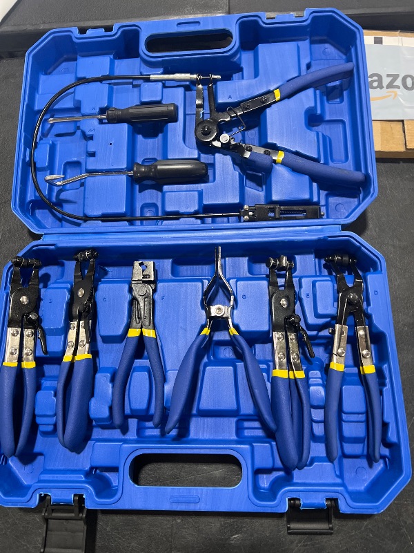 Photo 1 of Orion Motor Tech 9pcs Hose Clamp Pliers for Fuel Oil & Water Hoses, Automotive Long Reach Hose Clamp Remover Kit with Flexible Wire Clic R Type Swivel Jaw Flat