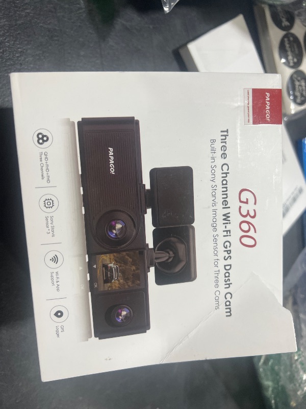 Photo 1 of PAPAGO G360 Dash Cam, 3 Channel WiFi Built-in GPS Dashcam, STARVIS IR Night Vision, 2K+1080P+1080P Front Inside and Rear Triple Car Camera, Loop Recording, 128GB Card, Parking Monitor (G360US)