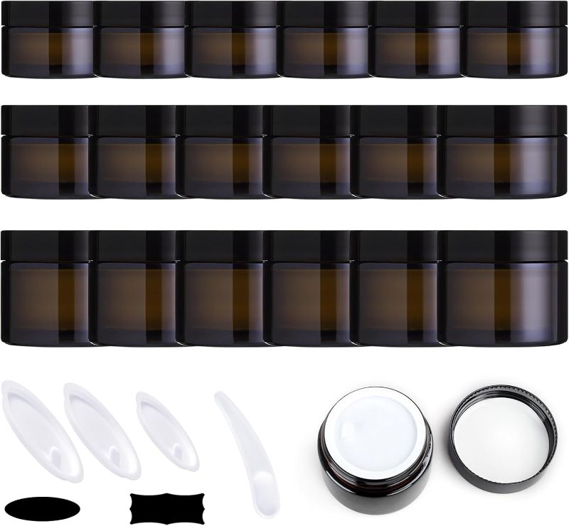 Photo 1 of 
Yauhar 192Pcs 30g 50g 60g Amber Glass Jars Assortment Kit with Inner Liners and Black Lids, Spoons and blank labels for Storing Lip and Body Scrub, Lotion,...