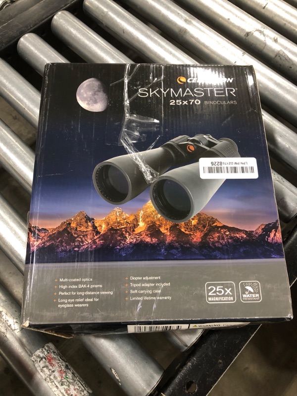 Photo 1 of Celestron 71008 SkyMaster 25x70mm Porro Prism Binoculars with Multi-Coated Lens, BaK-4 Prism Glass and Carry Case, Black