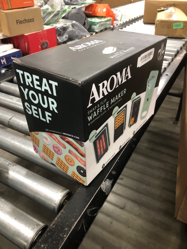 Photo 1 of AROMA® Swap & Flip Waffle Maker with Removable Plates: 3-in-1 Panini Press, Mini Donut Maker, and Waffle Iron