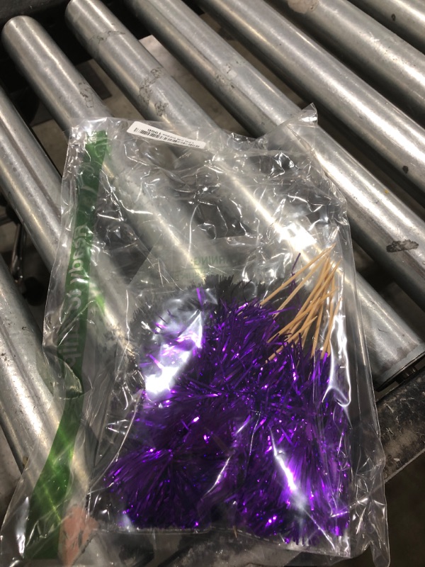 Photo 1 of Gyufise 30Pcs Foil Firework Cupcake Toppers Sparkle Tinsel Cake Toppers Tinsel Drink Cake Decoration Cocktail Picks for Birthday Wedding Graduation Party Supplies Black Purple