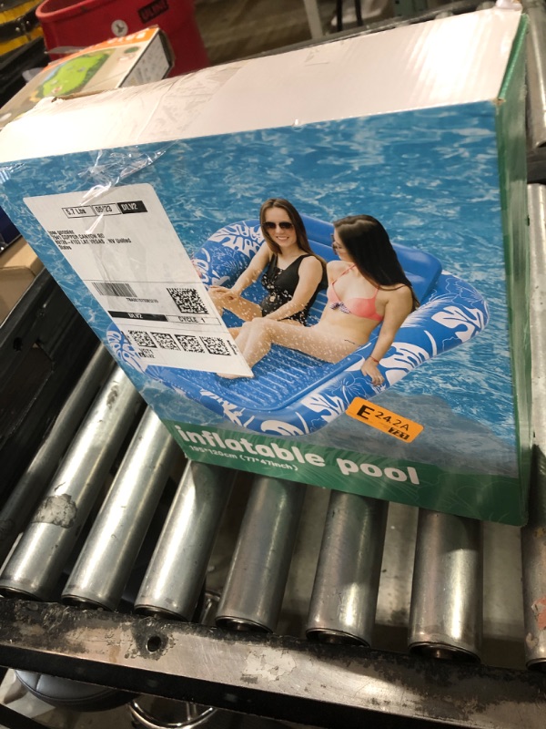 Photo 1 of Inflatable Tanning Pool Lounger Float with Sprinkler, 77" x 48" Pool Floats Adult with Pillow, 6 in 1 Suntan Tub Raft Floatie with Drink Holder Sunbathing Water Lounge