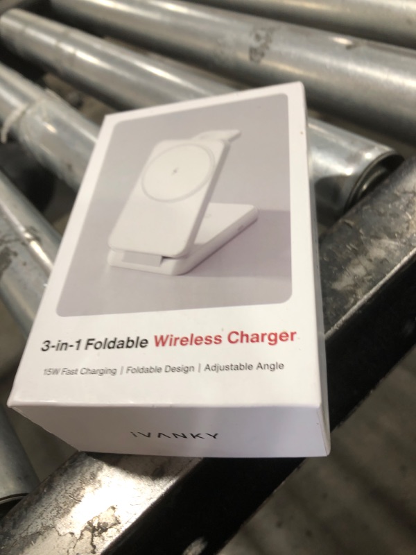 Photo 1 of iVANKY 3 in 1 Foldable Wireless Charging Station Made of Air-Pods Materials Perfect for Apple Devices Fast Charge for iPhone16 15 14 13 12/iWatch/AirPods, Travel Charge for MagSafe Magnetic Stand