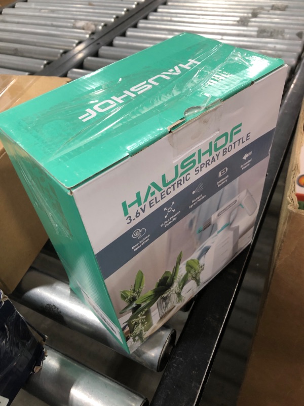 Photo 1 of HAUSHOF 35 Fl Oz Battery Powered Sprayer Garden Mister, 1L Automatic Spray Bottle, Rechargeable Electric Spray Bottle with Adjustable Spout for Lawn, Indoor/Outdoor Plant, Fertilizing, Cleaning