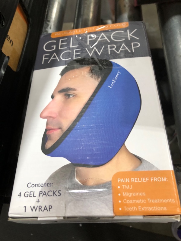 Photo 1 of LotFancy Face Ice Pack Wrap for TMJ, Wisdom Teeth, with 4 Reusable Hot Cold Therapy Gel Packs, Pain Relief for Head, Oral and Facial Surgery, Dental Implants, Blue