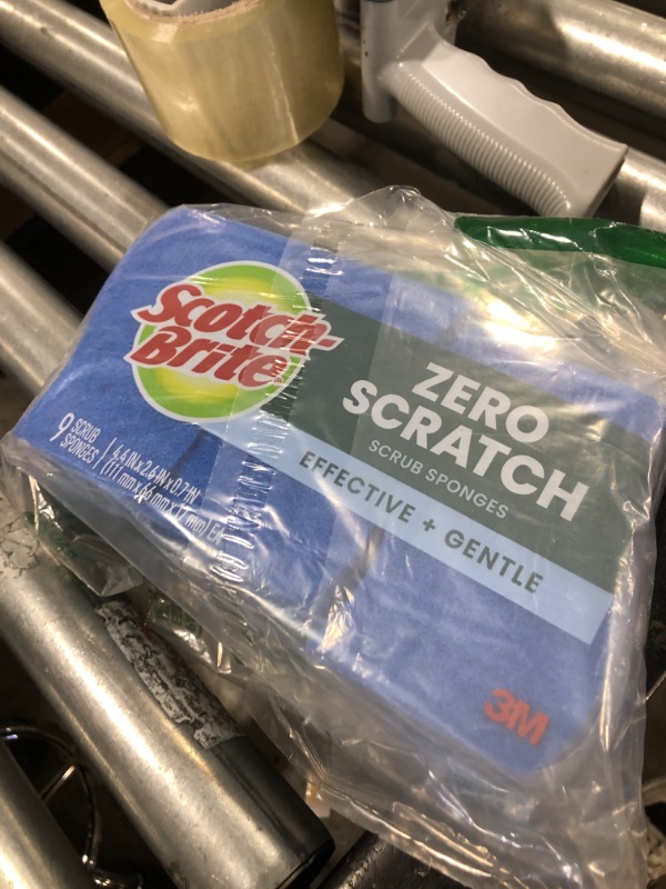 Photo 1 of Scotch-Brite Zero Scratch Scrub Sponge, 9 Kitchen Sponges for Cleaning Around the Home, Bathroom & More, Effective + Gentle Dish Scrubber, Best for Nonstick Pots and Pans, Safe on Most Surfaces