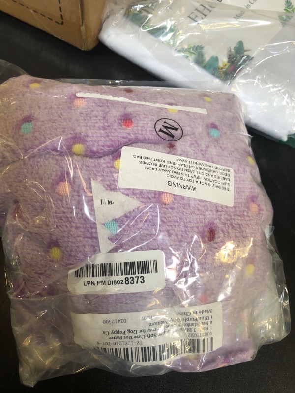 Photo 1 of 1 Pack 3 Blankets Super Soft Cute Dot Pattern Pet Blanket Flannel Throw for Dog Puppy Cat Blue/Purple/Grey Medium