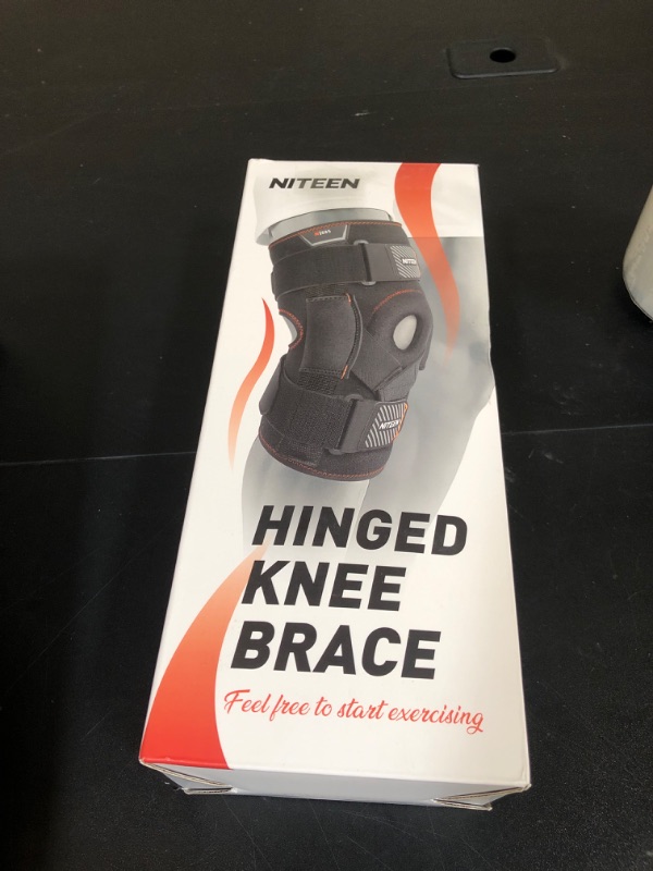 Photo 1 of NITEEN Hinged Knee Brace for Knee Pain with Side Stabilizers Knee Braces for Women Men Adjustable Knee Pad for Meniscus Tear Plus Size Compression Patella Gel Pads Knee Support for ACL, MCL