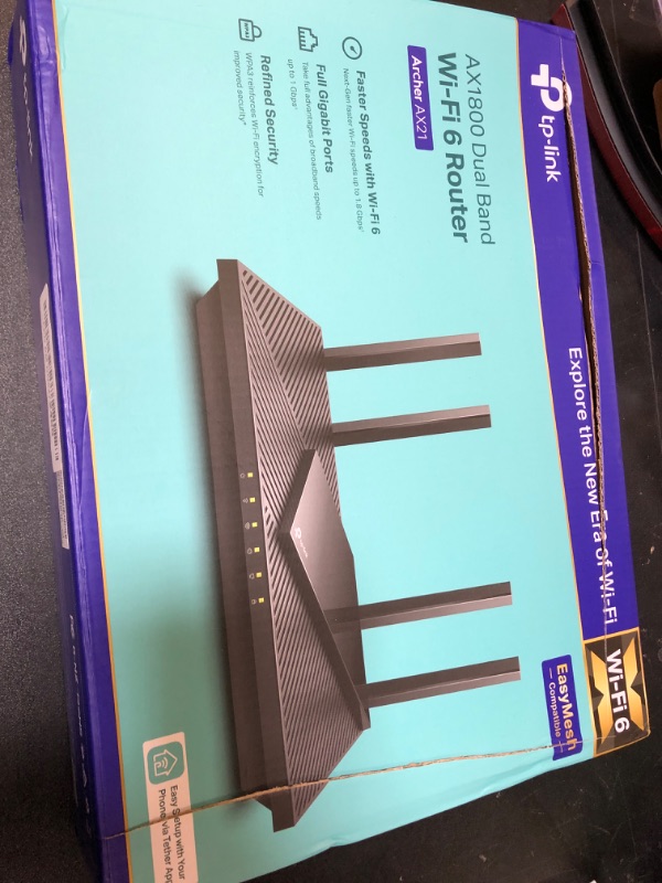 Photo 1 of TP-Link AX1800 WiFi 6 Router V4 (Archer AX21) – Dual Band Wireless Internet Router, Gigabit Router, Easy Mesh, Works with Alexa - A Certified for Humans Device