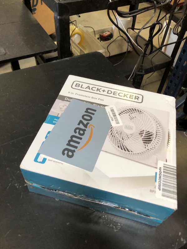 Photo 1 of BLACK+DECKER Mini Box Fan Tabletop Quiet 9 Inch Desk Box Fans Frameless BFB09W White