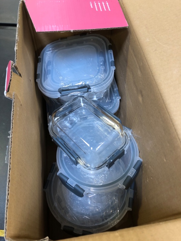Photo 1 of FineDine 24 Piece Glass Storage Containers with Lids - Leak Proof, Dishwasher Safe Glass Food Storage Containers for Meal Prep or Leftovers, Gray