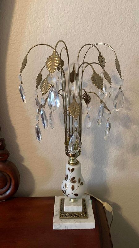Photo 1 of VINTAGE CRYSTAL FOUNTAIN ACCENT LAMP 19” TALL
