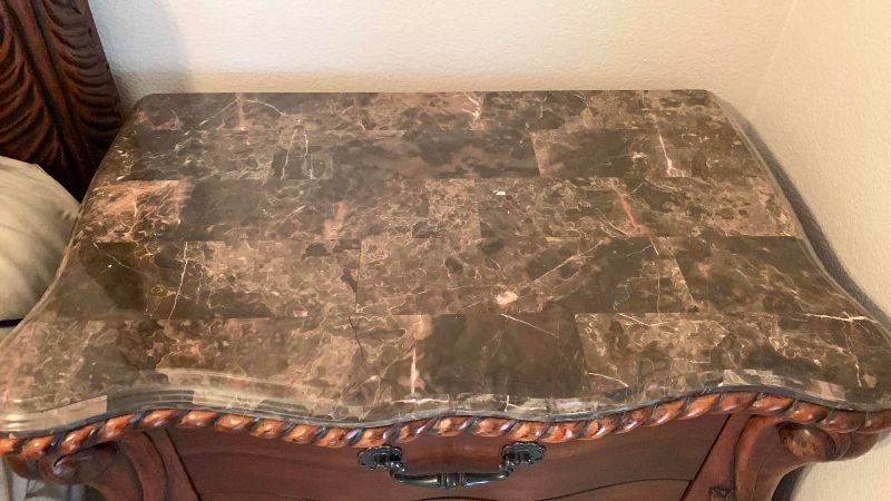 Photo 1 of CLAWFOOT NIGHT STAND WITH BEVELED MARBLE TOP 32” X 20” H 32”