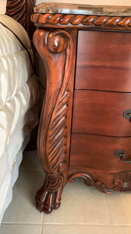 Photo 1 of CLAWFOOT NIGHT STAND WITH BEVELED MARBLE TOP 32” X 20” H 32”