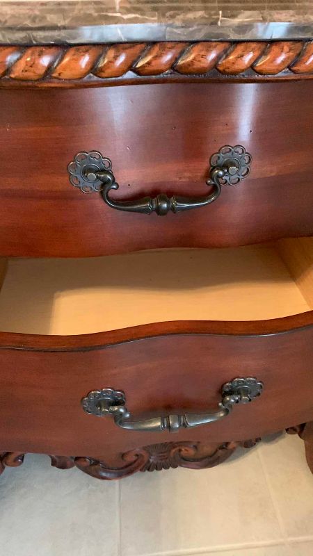Photo 1 of CLAWFOOT NIGHT STAND WITH BEVELED MARBLE TOP 32” X 20” H 32”