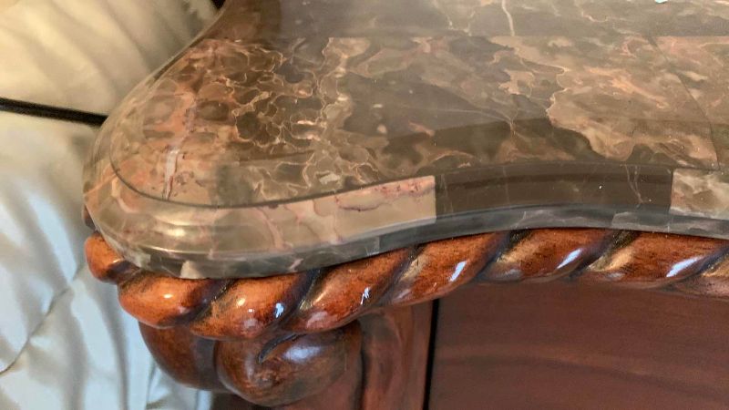 Photo 1 of CLAWFOOT NIGHT STAND WITH BEVELED MARBLE TOP 32” X 20” H 32”