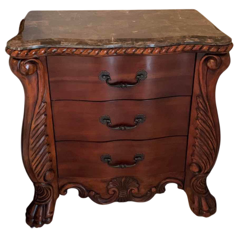 Photo 1 of CLAWFOOT NIGHT STAND WITH BEVELED MARBLE TOP 32” X 20” H 32”