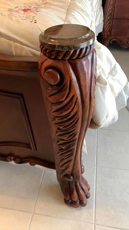 Photo 1 of QUEEN SIZE CLAWFOOT MARBLE ACCENT POST BED FRAME
