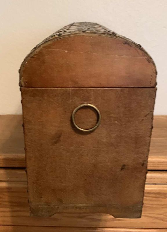 Photo 1 of WOODEN AND METAL STORAGE CHEST 25” X 9” H 15”