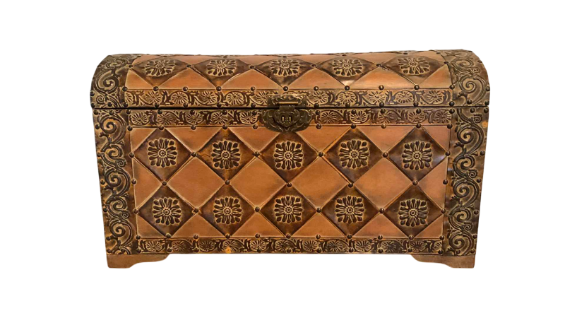 Photo 1 of WOODEN AND METAL STORAGE CHEST 25” X 9” H 15”