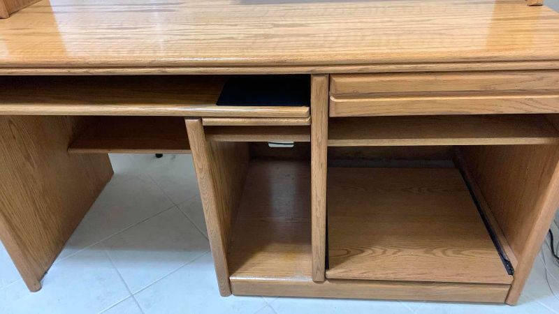 Photo 1 of WOODEN DESK WITH HUTCH 58” X 25” H 63”