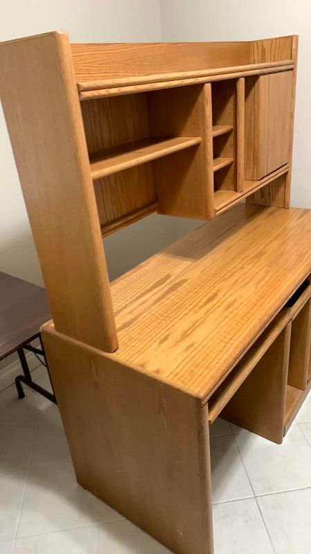 Photo 1 of WOODEN DESK WITH HUTCH 58” X 25” H 63”