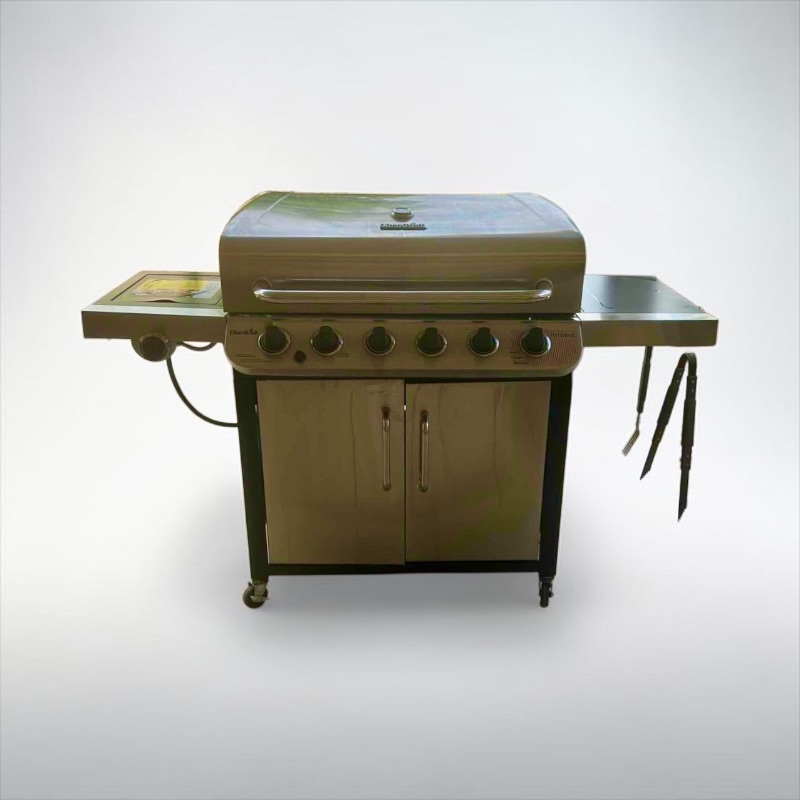 Photo 1 of CHAR-BROIL PERFORMANCE SERIES STAINLESS STEEL 6-BURNER LIQUID PROPANE GAS GRILL WITH 1 LIDDED SIDE BURNER. $500
