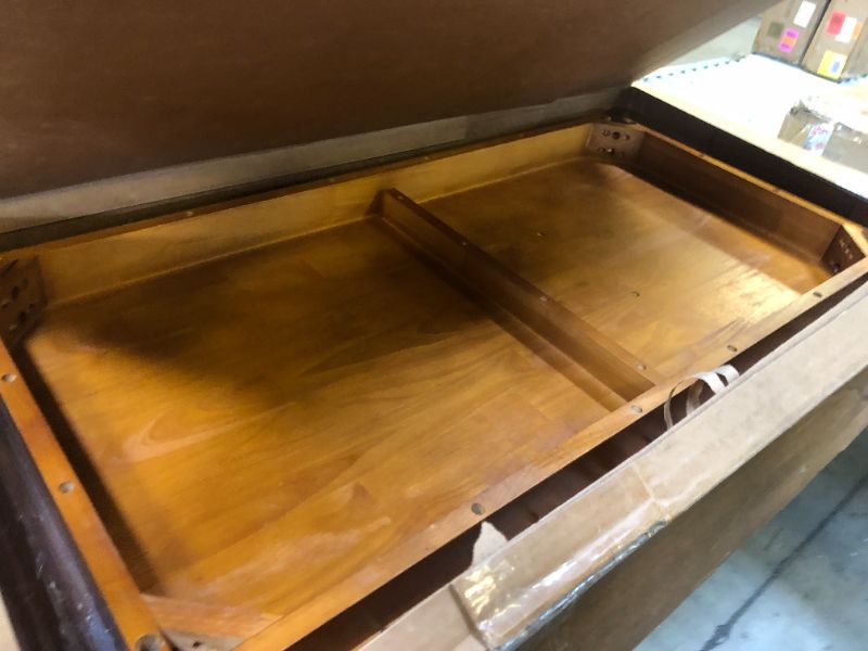 Photo 1 of SIMPLIHOME Draper Solid Hardwood 48 inch Wide Rectangle Mid Century Modern Lift Top Coffee Table in Teak Brown for The Living Room and Family Room