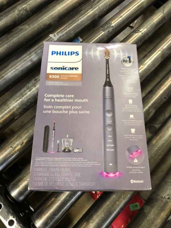 Photo 2 of Philips Sonicare DiamondClean Smart 9300 Electric Toothbrush, Sonic Toothbrush with App, Pressure Sensor, Brush Head Detection, 4 Brushing Modes and 3 Intensity Levels, Grey, Model HX9903/45