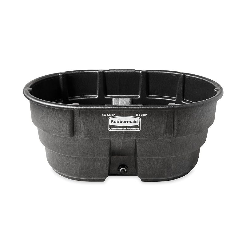 Photo 1 of Rubbermaid Commercial Products Stock Tank, 150-Gallons, Structural Foam, Heavy Duty Container, for Livestock/Animal/Cattle Feed & Water, Outdoor Homemade Pool/Hot Tub/Bathtub, & Pet Cleaning/Dog Wash
