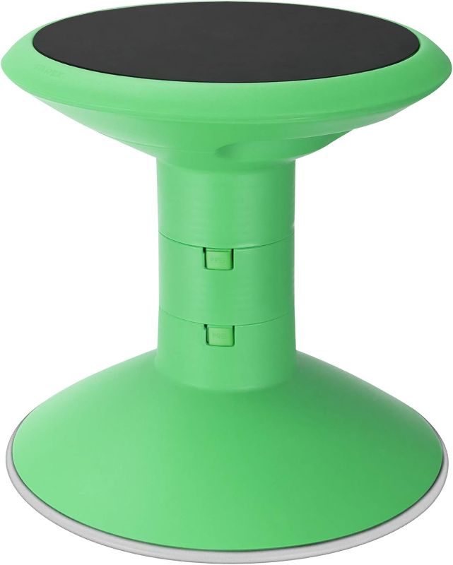 Photo 1 of Storex Wiggle Stool – Active Flexible Seating for Classroom and Home Study, Adjustable 12-18 Inch Height, Green