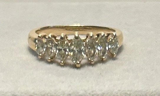 Photo 1 of 14K YELLOW GOLD W 1 CT MARQUEE DIAMOND RING-3G SIZE 6 #1