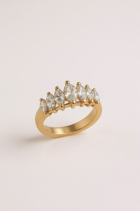 Photo 1 of 14K YELLOW GOLD W 1 CT MARQUEE DIAMOND RING-3G SIZE 6 #1
