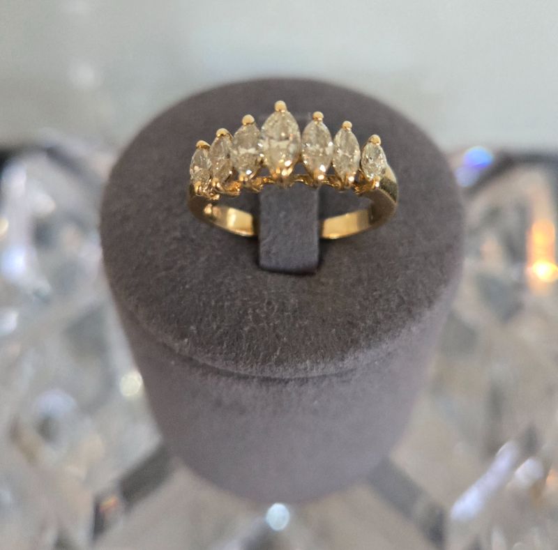 Photo 1 of 14K YELLOW GOLD W 1 CT MARQUEE DIAMOND RING-3G SIZE 6
