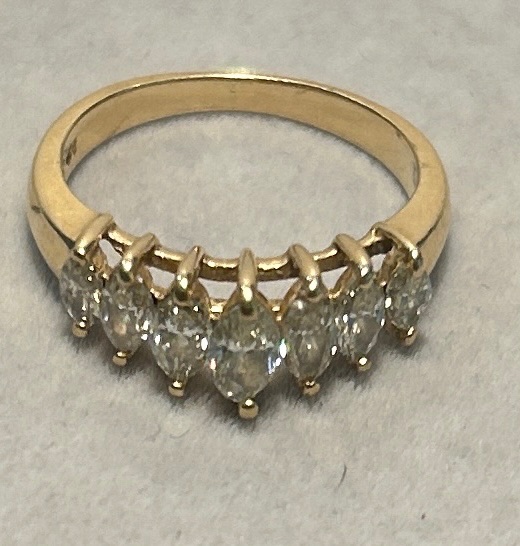 Photo 1 of 14K YELLOW GOLD W 1 CT MARQUEE DIAMOND RING-3G SIZE 6 #1