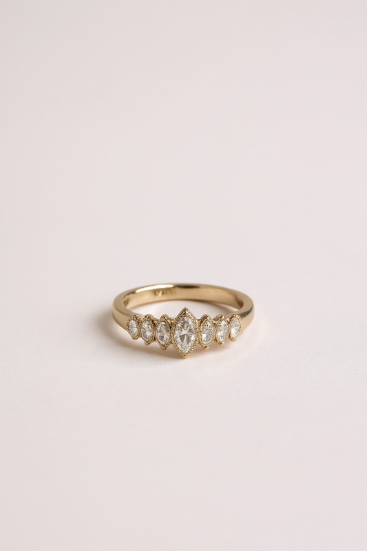 Photo 1 of 14K YELLOW GOLD W 1 CT MARQUEE DIAMOND RING-3G SIZE 6 #1