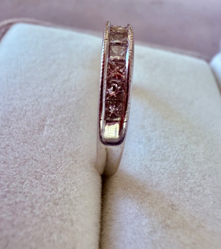 Photo 1 of 14K WHITE GOLD W. 3/4 CT PRINCESS CUT DIAMOND RING-2.96G SIZE 5 1/2