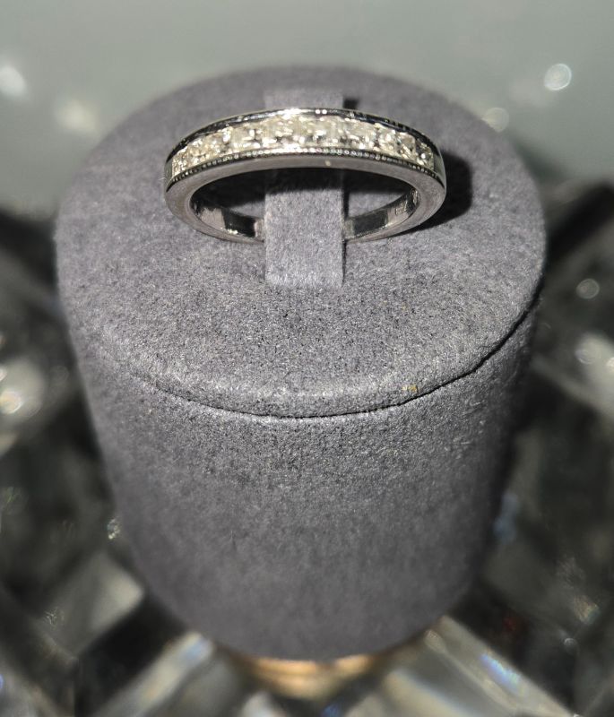 Photo 1 of 14K WHITE GOLD W. 3/4 CT PRINCESS CUT DIAMOND RING-2.96G SIZE 5 1/2