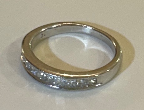 Photo 1 of 14K WHITE GOLD W. 3/4 CT PRINCESS CUT DIAMOND RING-2.96G SIZE 5 1/2 #2