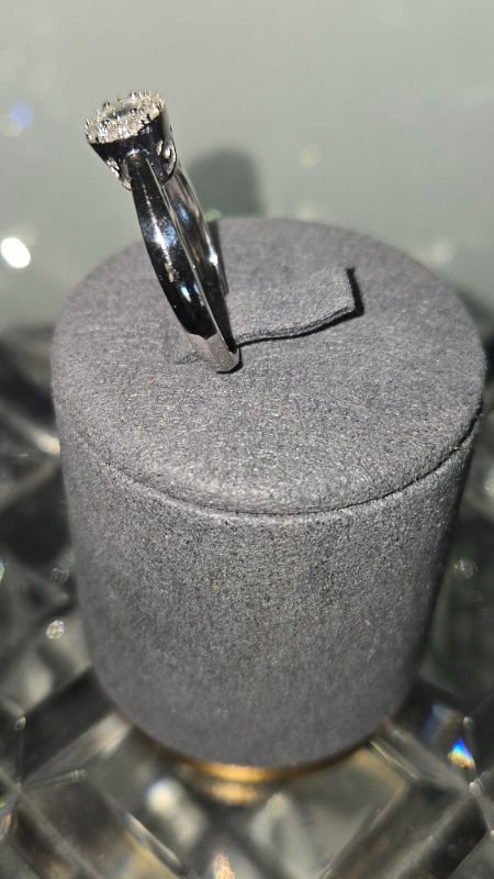 Photo 1 of 14K WHITE GOLD W. .25CT DIAMOND RING-2.56G SIZE 6 3/4